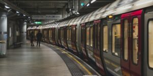 person near train