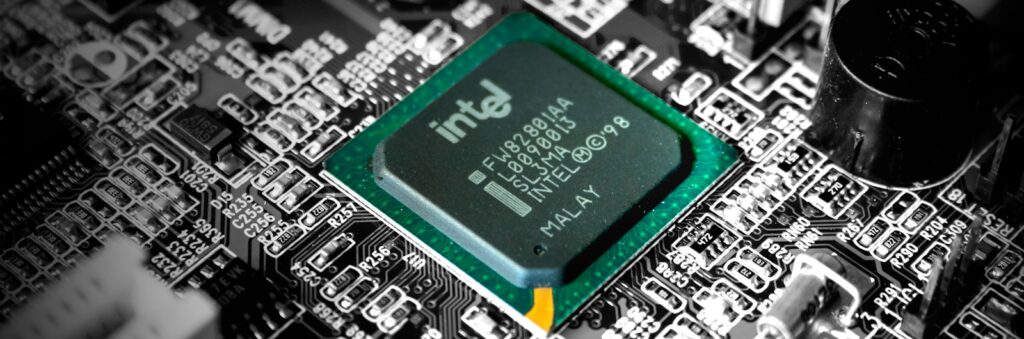 Intel computer processor in selective color photography