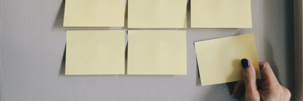 six white sticky notes