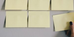 six white sticky notes