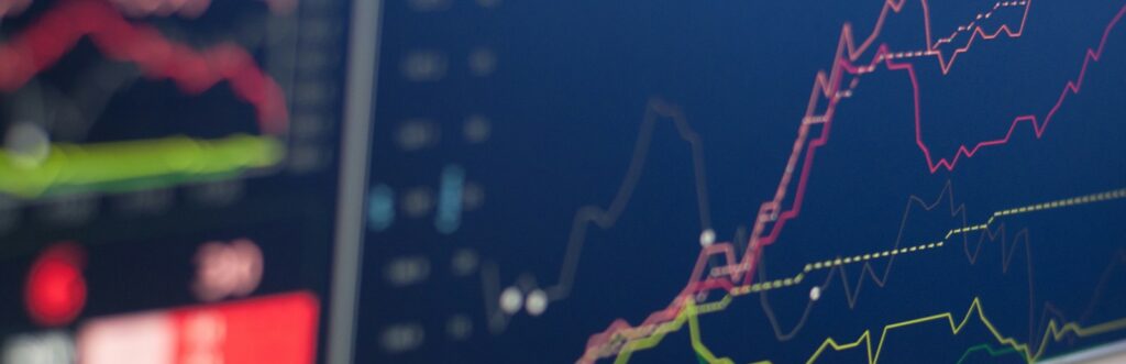 close-up photo of monitor displaying graph