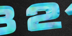 The numbers 3, 2, and 1 in iridescent blue.